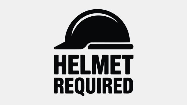Helmet required sign with hard hat icon for safety