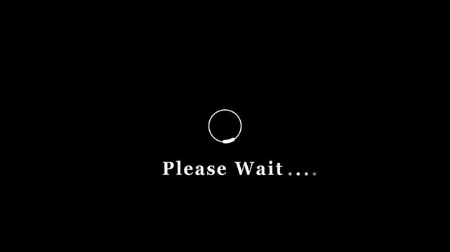 Loading Animation with Text Please Wait and Circular Progress Indicator on Black Background image photo