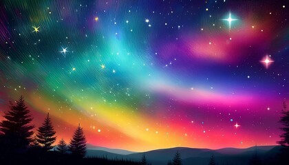 nighttime rainbow starlit sky