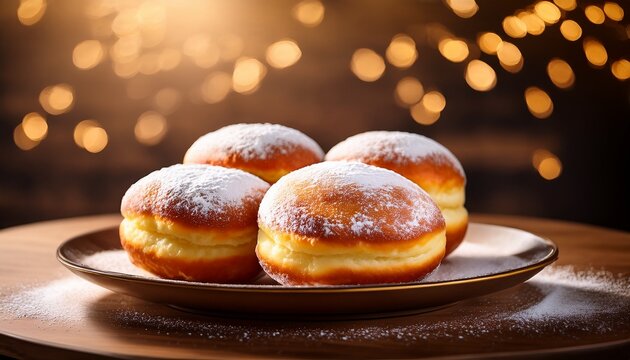 polish donuts on plate n ai generative