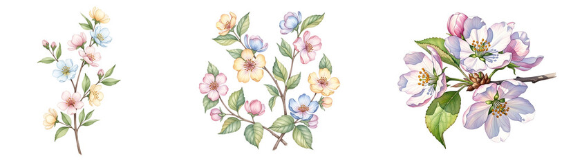 A beautiful floral arrangement of colorful flowers on transparent background