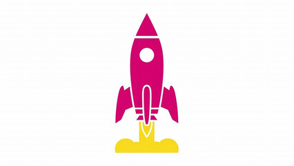 Rocket launch icon on white background startup and business concept