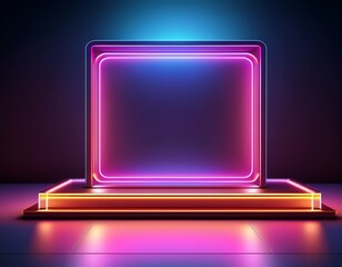 neon square podium display