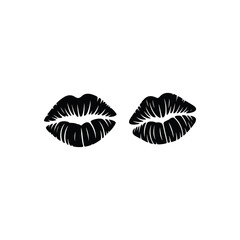A pair of black lips with white lines.