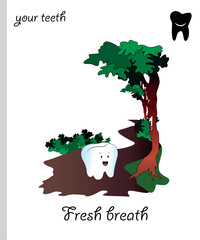 Funny Teeth vector Fresh breath in the forest.eps