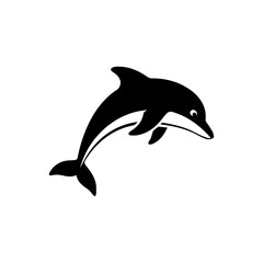 Fototapeta premium Leaping orca in silhouette isolated on white background, Vector