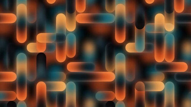 Abstract Neon Colorful Gradient Geometric Capsule Pattern with Glowing Abstract Shapes on Dark Background, Futuristic Digital Texture Design. Video