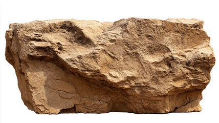 Smooth sandstone fragment with natural detail isolated on white background