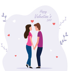 Couple in love together. Happy Valentines Day 14 February  Romantic happy loving couple. Valentine's Day, love & relationships. Happy Valentines Day vecto