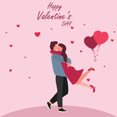 Couple in love together. Happy Valentines Day 14 February  Romantic happy loving couple. Valentine's Day, love & relationships. Happy Valentines Day vecto