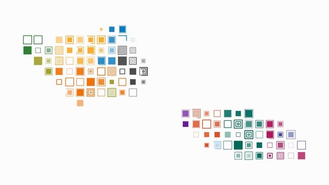 Samoa animated country shape. Pulsating colored dots on the map of the country. Large size square blocks. Digital style Samoa map on white background. Amazing animation video.