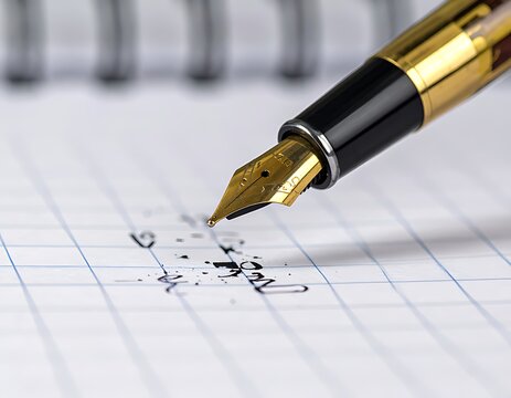 Close-up of a fountain pen writing on paper. - Powered by Adobe