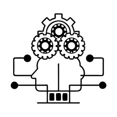 Obraz premium AI Brain with Gears and Automation Concept Icon