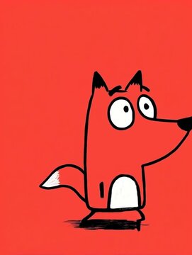 gezeichneter Fuchs l&auml;uft - roter Hintergrund - Video