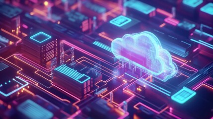 Innovative cloud technology integration digital realm abstract visuals futuristic environment aerial perspective concept of connectivity