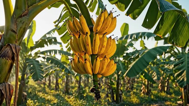 Banana Plantation - A Tropical Paradise of Ripe Fruits and Lush Greenery.
