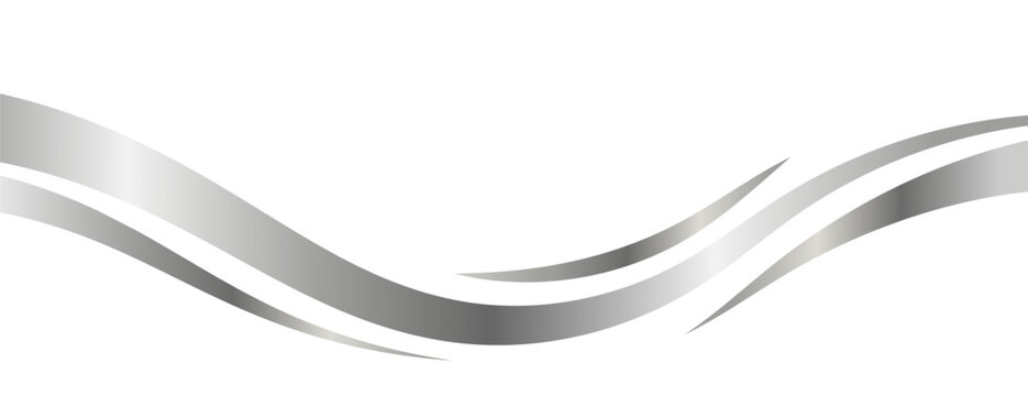 Flowing silver swooshes with silver gradient for a luxurious border or footer on a certificate, banner
