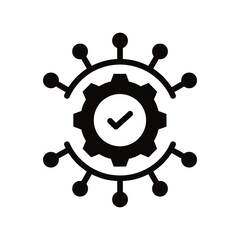 gear icon with check mark and connections