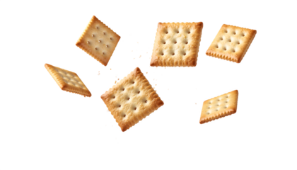 Cracker Biscuits Explosion, isolated on transparent background