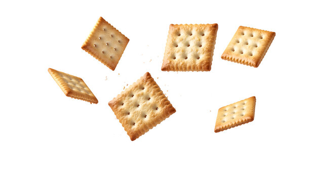 Cracker Biscuits Explosion, isolated on transparent background
