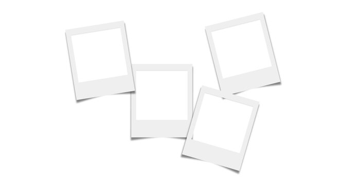 Vintage set of postcards for stock use. PNG illustration on a transparent background. Polaroid photo frame, frame, photo, mockup, scrapbook. Realistic photo templates with shadows.