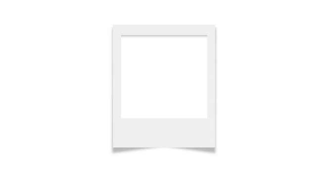 Blank white Polaroid instant photo frame. Polaroid postcard vector file in PNG format with background overlay.