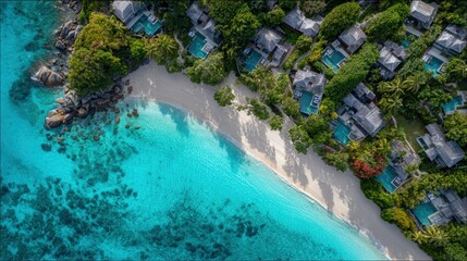 Fototapeta premium Tropical beach with villas by water