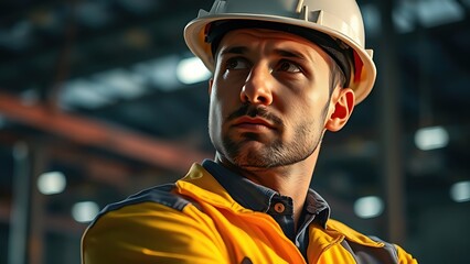 A construction specialist inspecting a building site, embodying dedication and safety in the industrial field.
