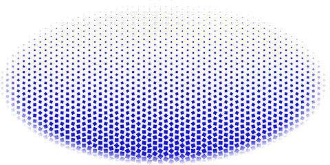Modern Abstract Blue Square Halftone Tiling Pattern, Geometric Elliptical Graphic Design on White...