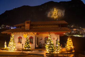 House lit up for the Christmas holidays