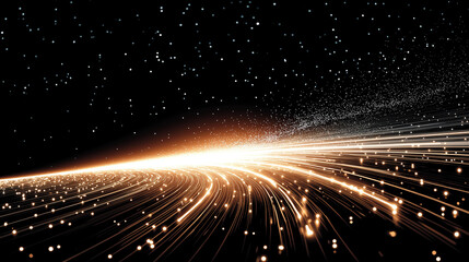 Obraz premium Abstract Light Trails in the Cosmos: Visualize the vast expanse of the cosmos, where radiant light trails streak across the night. A captivating view of celestial trails.