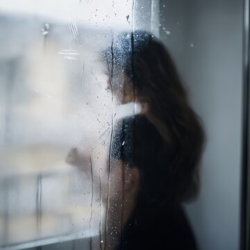 Donna con filtro finestra appannata con una bella posa artistica