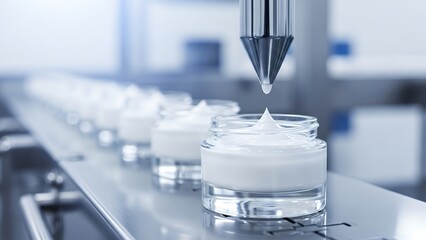 Production process of cream filling in jars at a factory