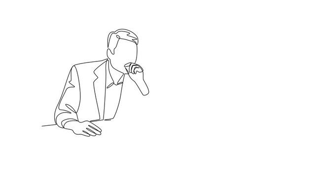 Candidate Evaluation Meeting. Recruitment Online and offline Concept. Single line draw design Video 4k. Footage graphic illustration