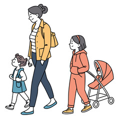 Fototapeta premium Simple Human Figure Icons Representing Family and Community