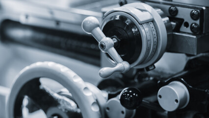 Round handle machine control, technology and industrial production concept background