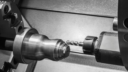 Modern programmable metalworking CNC multifunctional milling drilling grinding tool automatic machine, industrial concept background. © Aleksandr Matveev