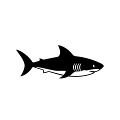 Obraz premium Black and white shark illustration isolated on white background, Vector