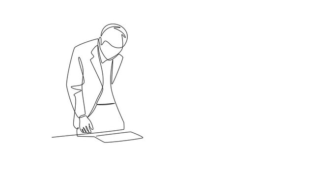 Offline Interview Assessment. Recruitment Online and offline Concept. Single line draw design Video 4k. Footage graphic illustration