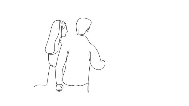 Offline Recruitment Meeting. Recruitment Online and offline Concept. Single line draw design Video 4k. Footage graphic illustration