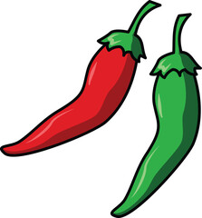 red and green hot chili peppers
