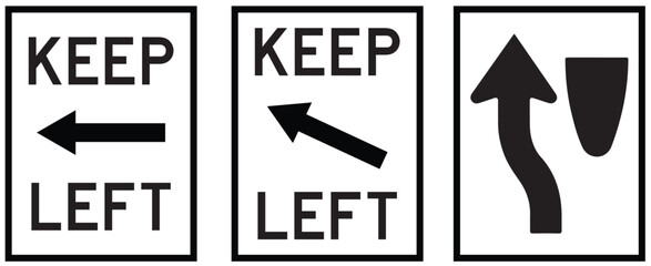 Keep Left Sign Set R4-8, R4-8a, R4-8b &ndash; MUTCD Traffic Vector