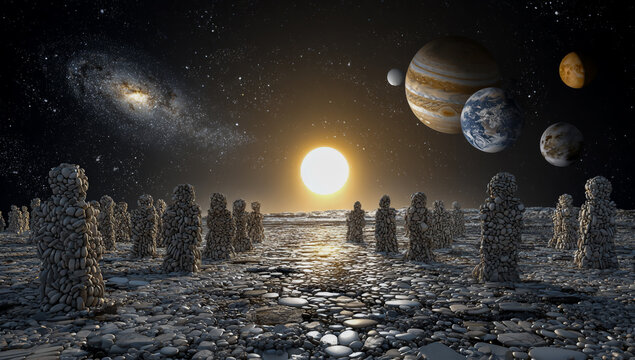 Ancient stones under cosmic skies