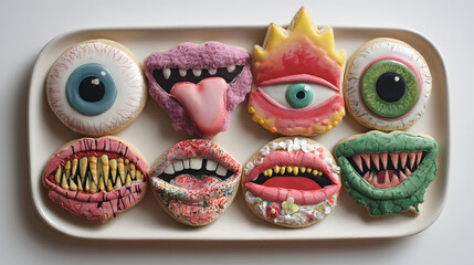 Surreal cookies for valentine with dreamlike heart shapes and playful romantic textures