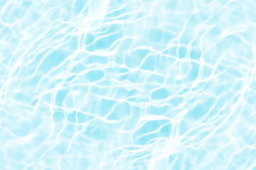 Fototapeta premium Blue water with ripples on the surface. Defocus blurred transparent blue colored clear calm water surface texture with splashes and bubbles. Water waves with shining pattern texture background.