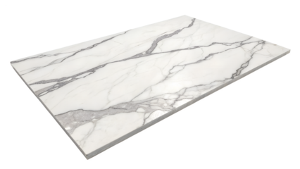 White Marble Slab Gray Veining isolated on transparent background
