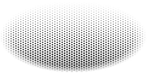 Black Halftone Square Pattern in Ellipse Shape on White Background, Bold Abstract Geometric Vector Graphic for Print Design