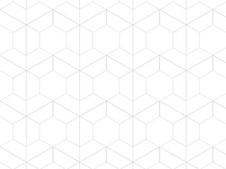 Repeating geometric pattern of isometric hexagons on white background abstract seamless