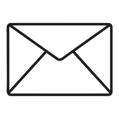 Simple black outline illustration of a sealed envelope on white background for communication concepts