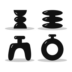 Abstract Black Sculptural Objects Set with Organic Geometric Shapes in Minimal Modern Style.